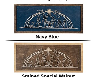 Nativity Scene Wooden Line Art Decoration | Christmas Gift | Christmas Decor | approx 11.3”x5”