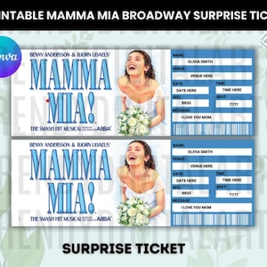 Billet modifiable pour Mamma Mia Broadway : cadeau surprise (téléchargement instantané)