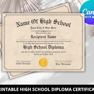 Druckbare Abitur Vorlage, Haus Schuldiplom, Abitur, Diploma Replik Vorlage, sofort Download