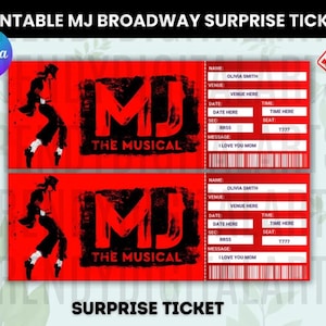Bearbeitbar MJ The Musical Broadway Surprise Ticket (Digitaler Download)