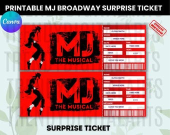 Editable MJ The Musical Broadway Surprise Ticket (Digital Download)