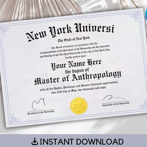 Printable Custom College Diploma Template, Fully Editable Template In Canva, Replica Diploma With Gold Seal, Instant Download