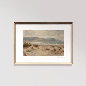 Vintage Welsh Dunes Art Print: Coastal Landscape, Framed Wall Decor