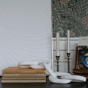White Wooden Chain Link Decor: Boho Modern Pine Wood Accent