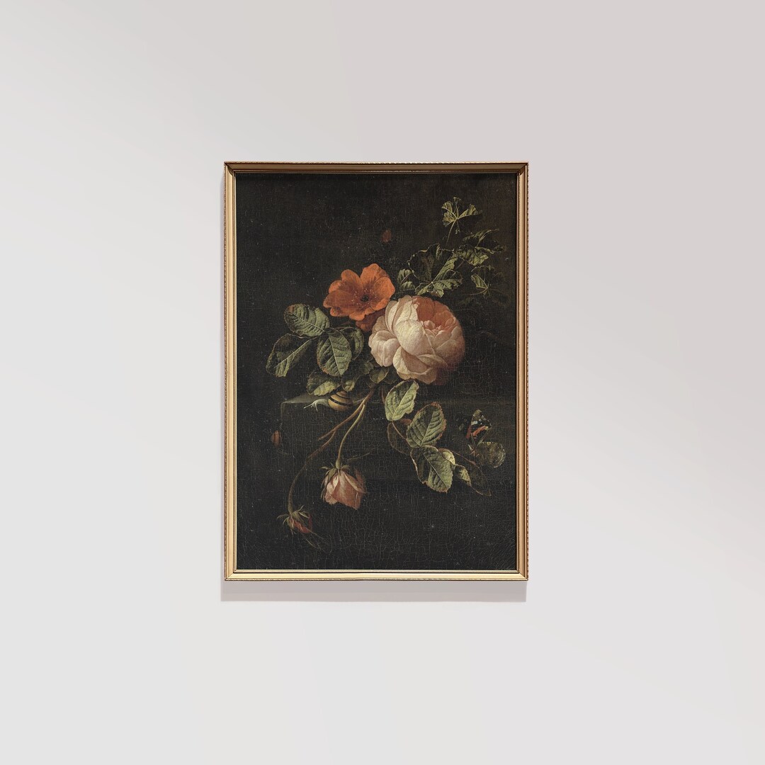 Antique Oil Painting Print | Vintage Floral Art | Still Life Roses ...