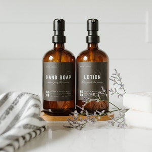 Amber Soap Dispenser Set for Kitchen, Bathroom, and Laundry Room