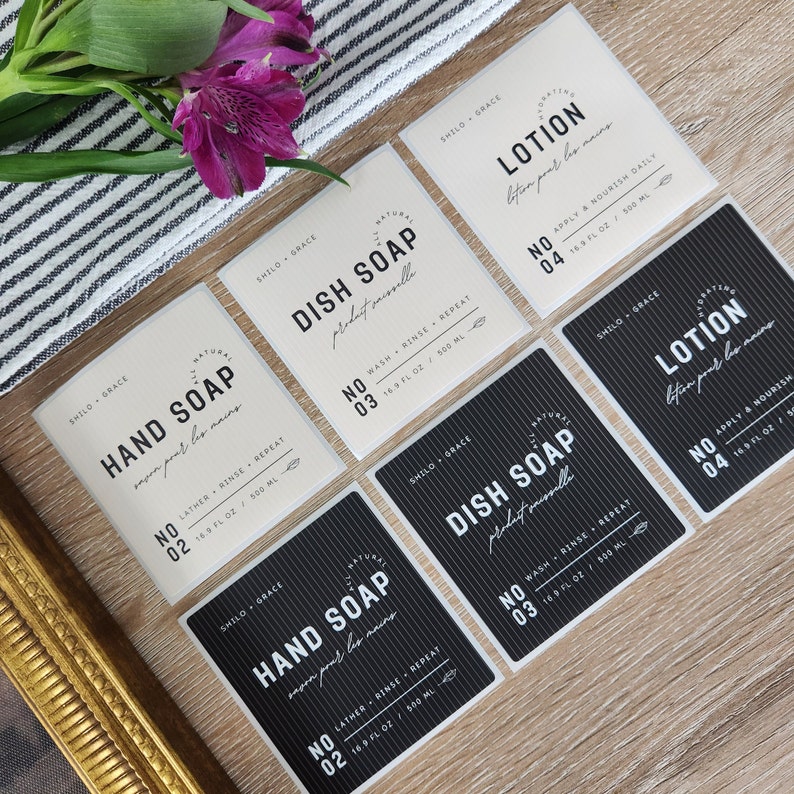 Waterproof and Matte Soap and Lotion Labels for Home Organization