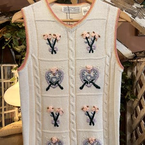 Embroidered Flower Knit Vest - Etsy