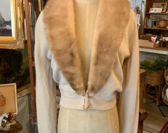 Vintage 1950’s Fur Collar Cardigan