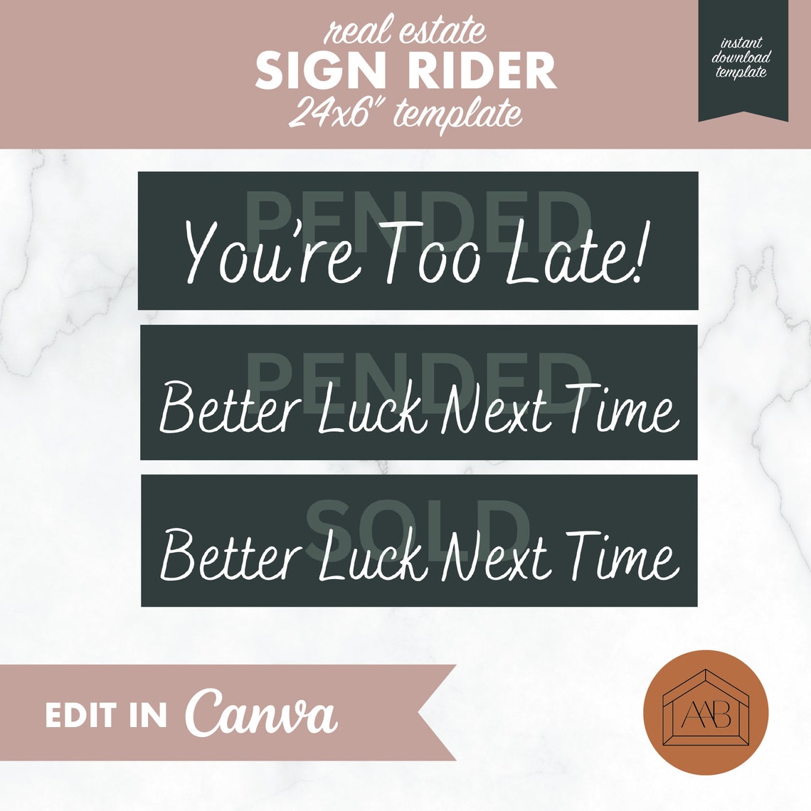 INSTANT DOWNLOAD Real Estate Business Sign Rider / Editable Real Estate ...