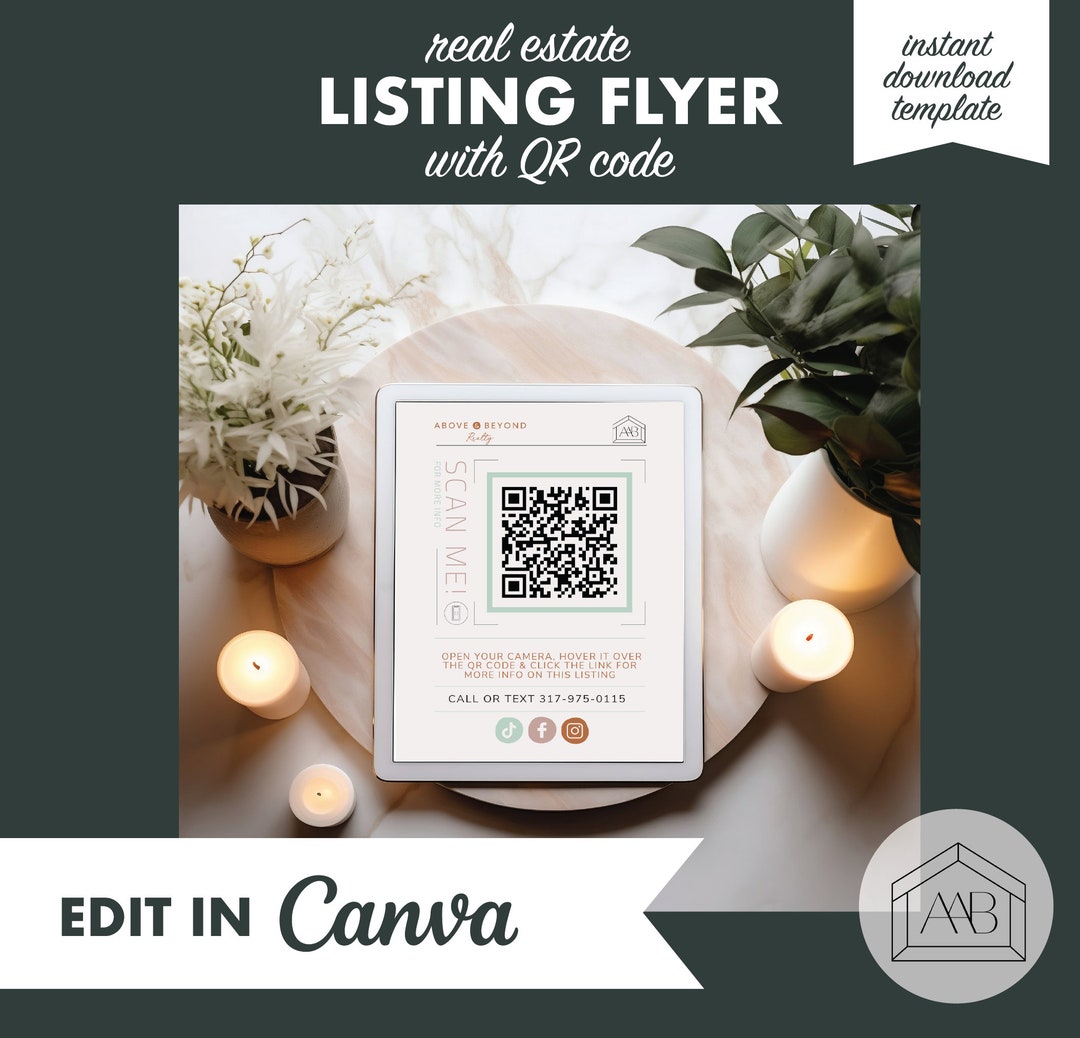 INSTANT DOWNLOAD Real Estate Listing Flyer / QR Code Flyer / Real ...