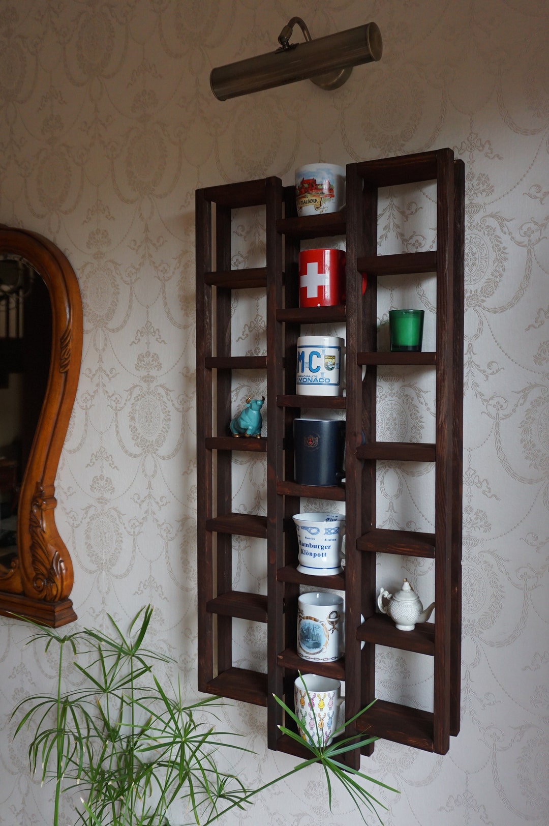 Wall Mounted Coffee Mate Mugs Rack Handmade Solid Wood Cup Shelf Il 1080xN.5808395392 4yeq