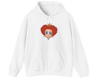 Felpa con cappuccio della Regina di Cuori di Alice nel Paese delle Meraviglie / Capelli a forma di cuore con corona, trucco teatrale