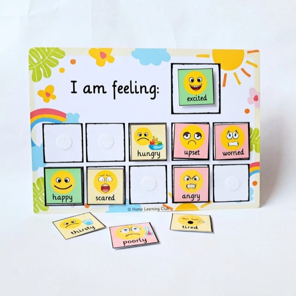 PDF Feelings Velcro Mat, Early Years Interactive Mood Poster, Emoji Emotion Flashcards, Non Verbal Anxiety Sign, Autism Communication Chart