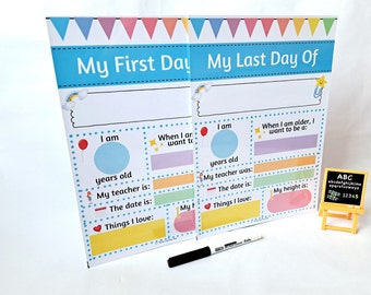 PDF My First and Last Day Sign, Wipe Clean First Day Mat, Dry Wipe Last Day of School Sign, Leaving School Sign Board, Early Years First Day