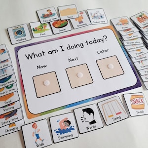 PDF Now, Next, Later Sequencing Board, visueel hulpmiddel voor ADHD, SEND-communicatiekaart, dagelijkse routinekaart voor ASS, thuisonderwijs met autisme