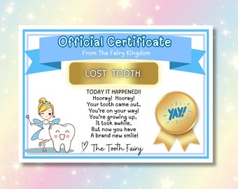 Printable Tooth Fairy Letter, Lost Tooth Certificate, Swallowed Tooth Letter, Letter from the Tooth Fairy, First Tooth Receipt