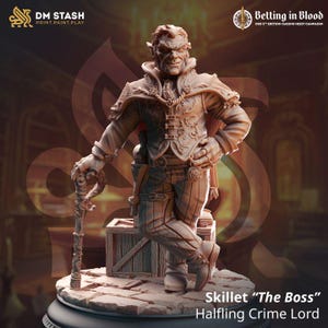 Skilet /The Boss/Halfling Crime Lord/DND TTRPG Dungeons and Dragons wargaming Mannelijke kartelbaas miniatuur 28 mm/32 mm/38 mm/75 mm 5e