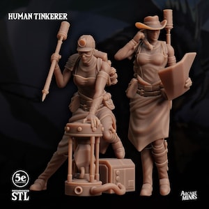 2 figurines Pirates/DND Donjons et Dragons TTRPG Fantasy Pirate Miniatures PNJs science-fiction steampunk femme chasseur de trésors cristal mineur minis