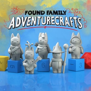 Peanut cats set | DND Dungeons and Dragons TTRPG 28/32/38/ | fun adventurous kittens & feline Cartoon animal archers swordman miniatures