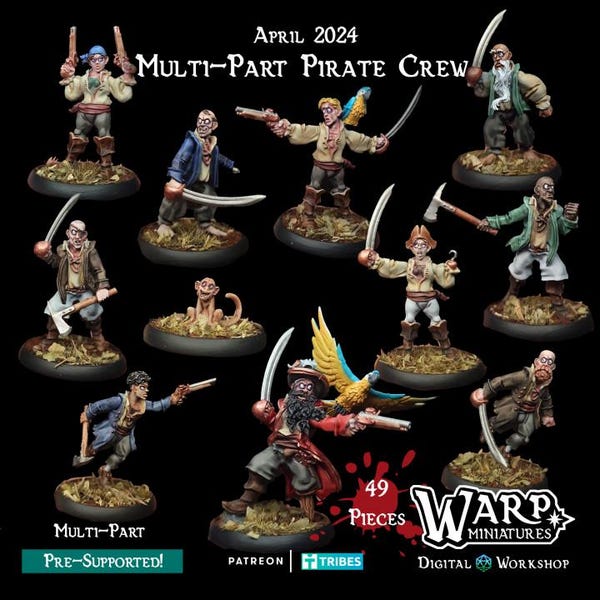 Set de 11 piezas de piratas / DND Dungeons and Dragons TTRPG / piratas espadachines mini Axeman loros monos animales miniaturas capitanes bandido tesoro