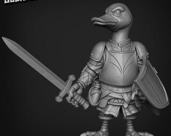 Duck swordsman | DnD Dungeons and Dragons TTRPG 28/32/38 | Wargaming knight Animals duckling & Bird miniatures woodland soldiers villagefolk