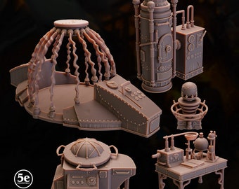 mechanical teslite airship | Dungeons and Dragons RPG | scifi city terrain prop Fantasy Miniatures magic laboratory machinery potions beats
