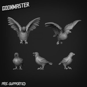 Ensembles de corbeaux | D&D Donjons et Dragons TTRPG 28/32 | Embouts pour figurines d&#39;oiseaux et d&#39;animaux Jeux de guerre d&#39;aventure Corbeaux PNJ forêts forêts