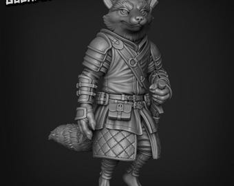 Cazarrecompensas zorro rojo / DnD Dungeons and Dragons TTRPG 28/32/38 / Wargaming Miniaturas de animales Reynard y Dog soldados del bosque gente del pueblo