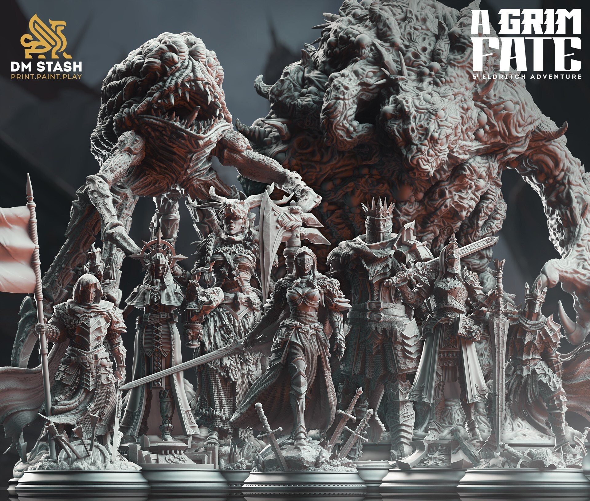 18pc A GRIM FATE | DnD Dungeons and Dragons NPCs TTRPG fantasy wargaming miniatres Monsters Bird animals knights creature sorcerers warrior