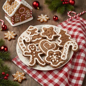 Patrón de ganchillo para galletas navideñas de jengibre - Juego de 5