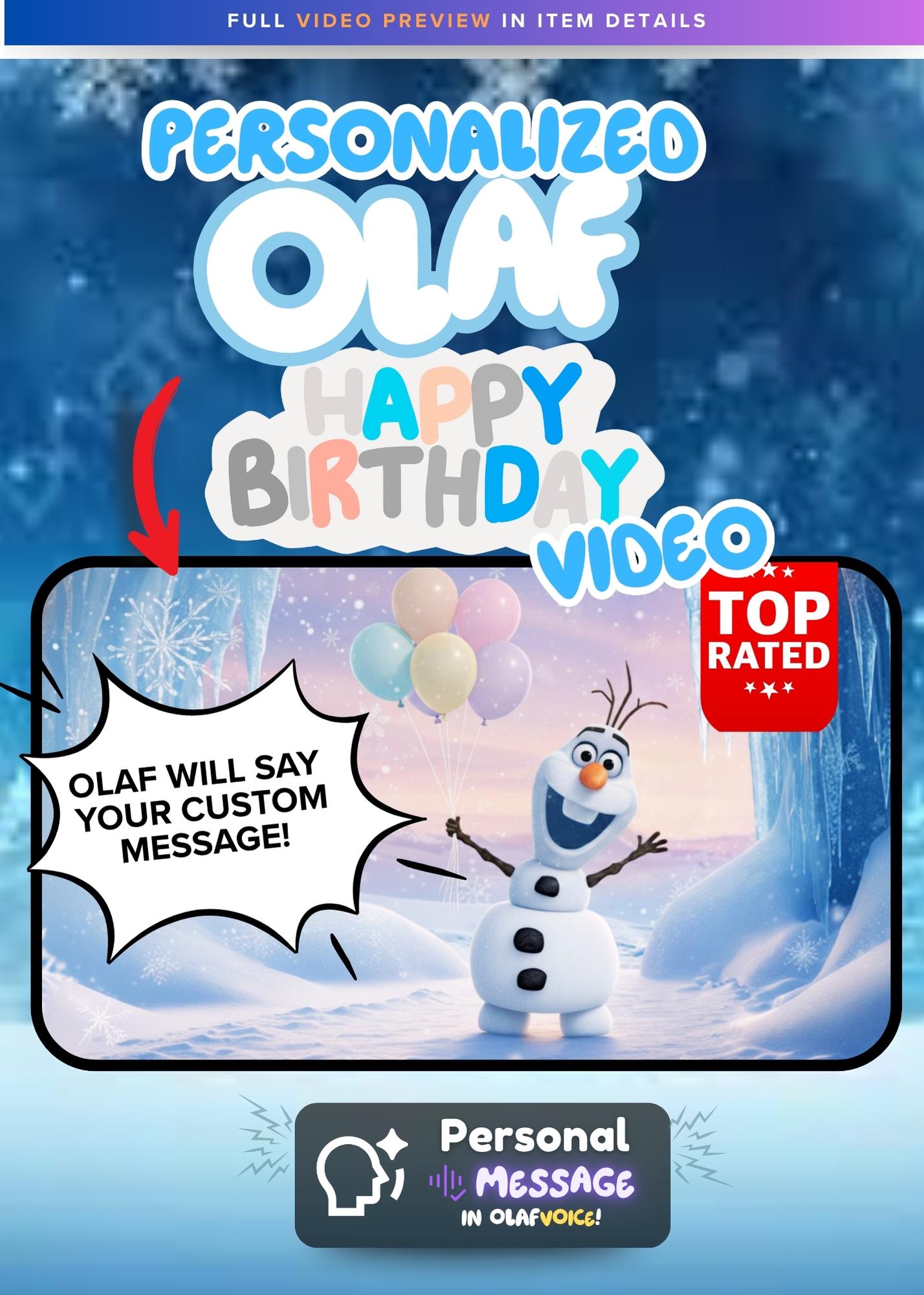 Olaf Frozen Personalized Video | Custom Olaf Message | Birthday