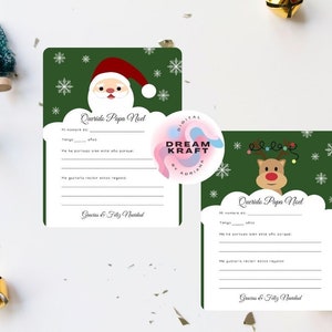 Carta digital para Papa Noel, Santa, Lista de regalos a Papa Noel, letter to Santa Claus in spanish, printable.