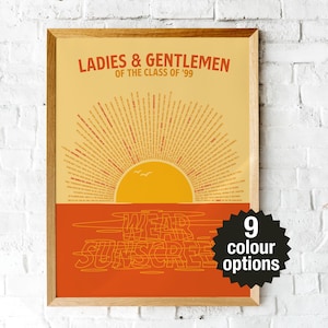 Wear Sunscreen Lyric Art Print - Baz Luhrmann Inspired (200 gsm A5/A4/A3/A2)