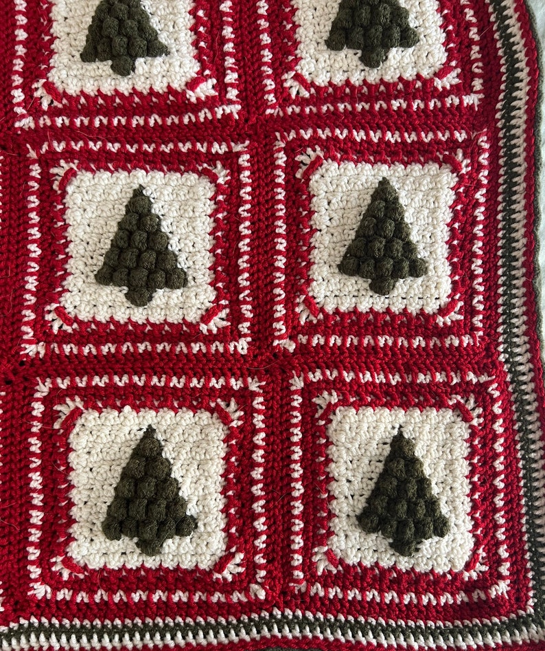 Vintage Inspired Christmas Tree Afghan Crochet Pattern PDF Instant Digital Download Evergreen Pine Tree Blanket Holiday Winter Throw image 5