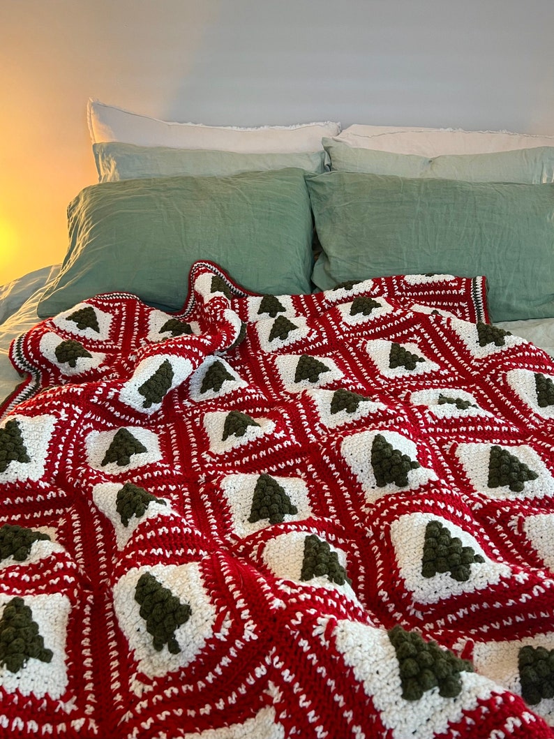 Vintage Inspired Christmas Tree Afghan Crochet Pattern PDF Instant Digital Download Evergreen Pine Tree Blanket Holiday Winter Throw image 1