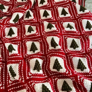 Vintage Inspired Christmas Tree Afghan Crochet Pattern PDF Instant Digital Download Evergreen Pine Tree Blanket Holiday Winter Throw image 2