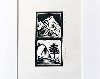 Miniature Landscapes Handprinted Linocut