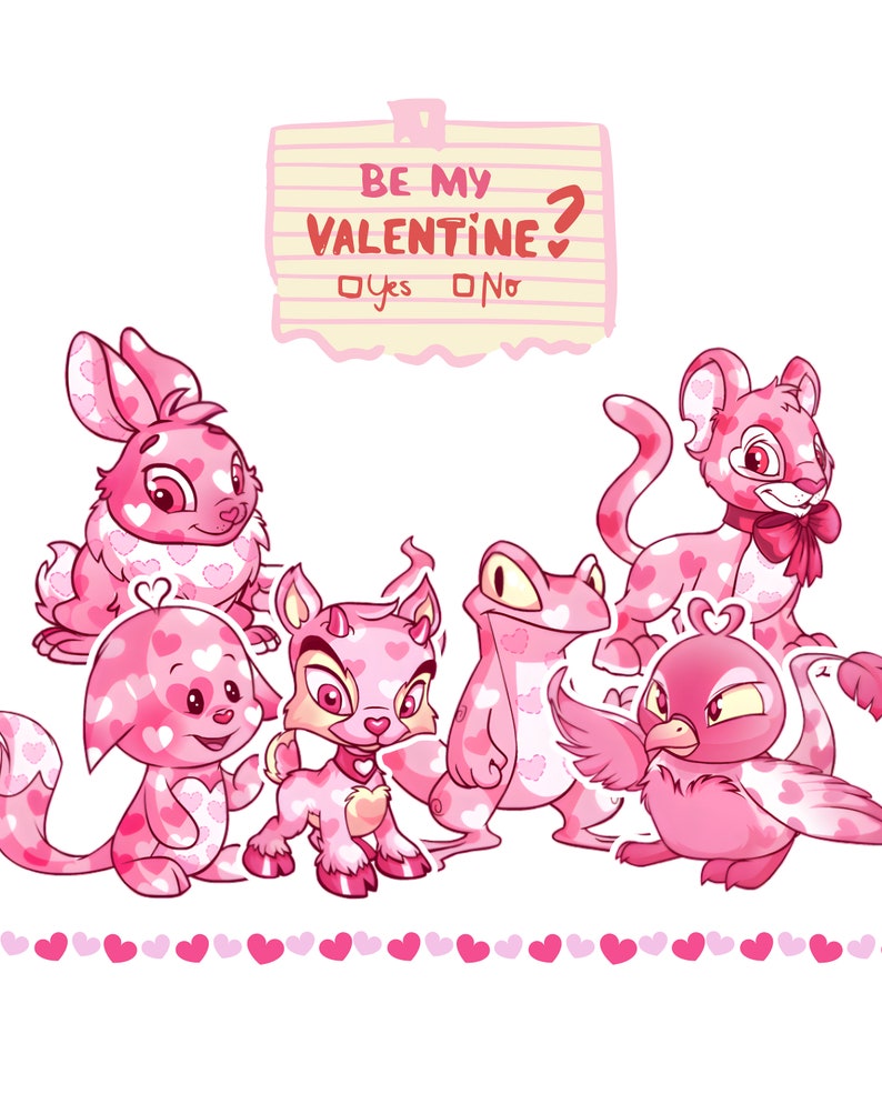 Valentine Aisha Neopets Stickers, 3x3 Neopet Sticker, Valentine Day
