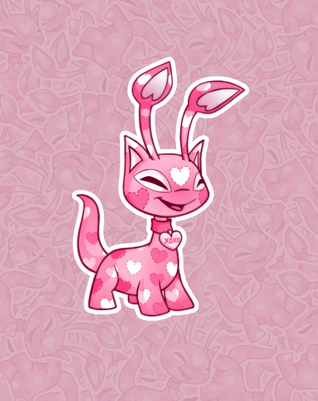 Valentine Aisha Neopets Stickers, 3x3 Neopet Sticker, Valentine Day