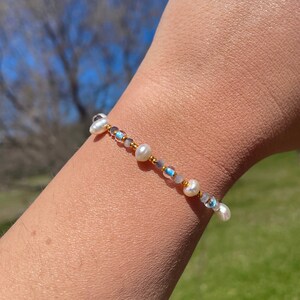 Blue & Pearl Bracelet