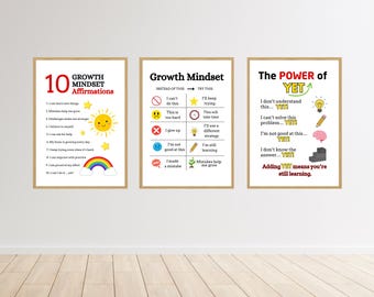 10 Growth Mindset Affirmations Poster | Positive Affirmations for Kids | Teacher Printable
