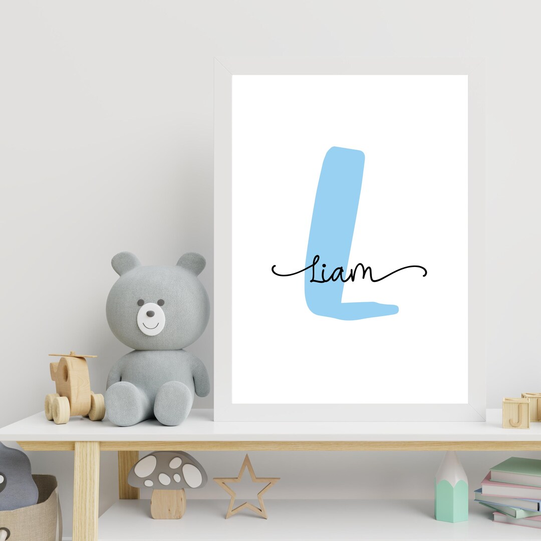Personalized Initial Nursery Print: Custom Monogram Letter Wall Art ...