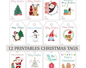 Cute Christmas Gift Tags | Merry Christmas Tags | Holiday Favor Tags | Printable Christmas Tags