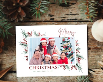 Holiday Photo Card Template: Editable Christmas Card (Digital Download)