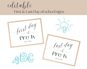 Editable First Day of School Sign: Back to School Printable (Digital Download)