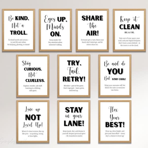 Gen Alpha Classroom Rules Poster Set | Middle School Slang