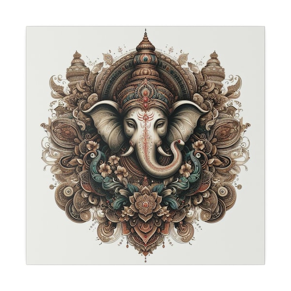 Lord Ganesh Art, Ganapathy, Vigneshwara, Vinayak, Custom Art, Pooja, Mandhir Photo, Temple, Prayer, Matte Canvas Stretched, 0.75" Thick