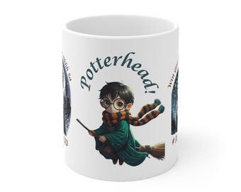 PotterHead Mugs, Quidditch, Firebolt, Snitch, Hedwig, Harry, Hermione, Ceramic Mug 11oz
