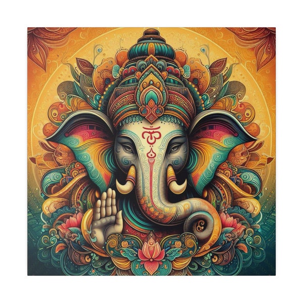 Lord Ganesh Art, Ganapathy, Vigneshwara, Vinayak, Custom Art, Pooja, Mandhir Photo, Temple, Prayer, Matte Canvas Stretched, 0.75" Thick